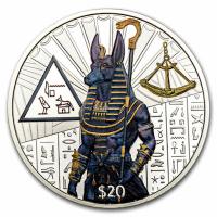 Sierra Leone - 20 Dollar Ägyptische Götter: Anubis (4.) 2023 - 2 Oz Silber PP Color