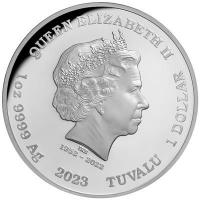 Tuvalu 1 TVD Aurora Borealis 2023 1 Oz Silber PP Color Rckseite