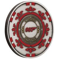 Tuvalu - 1 TVD James Bond 007(TM) Casino Royal Chip COLOR 2023 - 1 Oz Silber Color AntikFinish