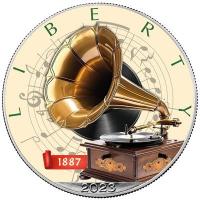 USA 1 USD Silver Eagle Erfindungen (4.) Grammophon 1 Oz Silber Color