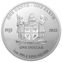 Fiji - 1 FJD One Earth Christmas: Rentier 2022 - 1 Oz Silber COLOR