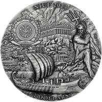 Niue 7 NZD Circes Insel: Die Odyssee 2023 3 Oz Silber Antik Finish Ultra High Relief  Rückseite