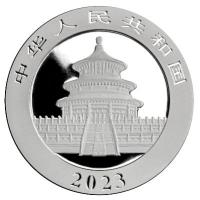 China 10 Yuan 40. Jahrestag des silbernen Pandas 2023 Silber BU Color Rckseite