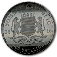 Somalia 2.000 Shilling Elefant 2016 1 KG Silber Ruthenium Gilded Edition Rckseite