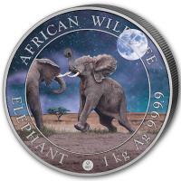 Somalia African Wildlife Elefant Giant Moon 2024 1 KG Silber (nur 100 Stck!!!)