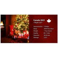 Kanada - 5 CAD Maple Leaf Weihnachten: Christmas Train - 1 Oz Silber Color