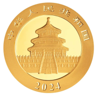 China 50 Yuan Panda 2024 3g Gold Rückseite