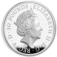 Großbritannien 10 GBP Britannia 2022 5 Oz Silber PP Rückseite
