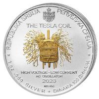 Serbien 100 Dinara Nikola Tesla Die Teslaspule (The Tesla Coil) 2023 1 Oz Silber Gilded
