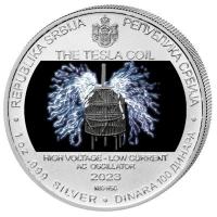 Serbien 100 Dinara Nikola Tesla Die Teslaspule (The Tesla Coil) 2023 1 Oz Silber Color