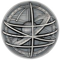 Cook Island 10 CID Historic Instruments: Armillarsphre (Armillary Sphere) (2.) 2024 2 Oz Silber Antik Finish