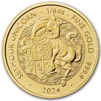 Großbritannien 25 GBP Tudor Beasts (4.) The Seymour Unicorn / Einhorn 2024 1/4 Oz Gold