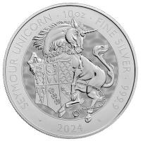 Großbritannien 10 GBP Tudor Beasts (4.) The Seymour Unicorn / Einhorn 2024 10 Oz Silber