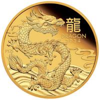 Australien - 15 AUD Lunar III Drache 2024 - 1/10 Oz Gold PP