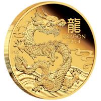 Australien - 100 AUD Lunar III Drache 2024 - 1 Oz Gold PP