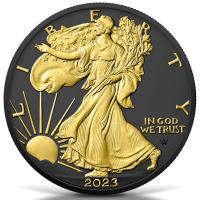 USA - 1 USD American Silver Eagle 2023 - 1 Oz Silber Black Platinum Gilded