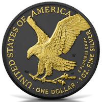 USA 1 USD American Silver Eagle 2023 1 Oz Silber Black Platinum Gilded Rckseite