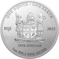 Fiji - 1 FJD Earth Artificial Intelligence The Beauty 2022 - 1 Oz Silber COLOR