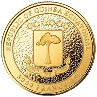 quatorialguinea 3000 CFA Giraffe 2023 1 Oz Gold (Nur 100 !!! RAR) Rckseite