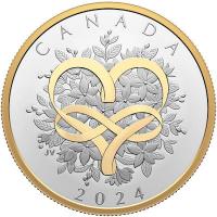 Kanada 20 CAD Celebrate Love 2024 1 Oz Silber PP Gilded