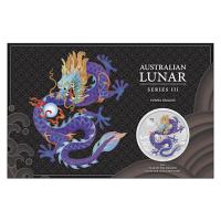 Australien - 1 AUD Lunar III Lila Drache (Purple Dragon) 2024 - 1 Oz Silber Color