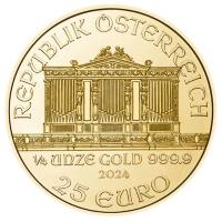 Österreich 25 EURO Philharmoniker 2024 1/4 Oz Gold Rückseite