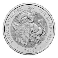 Großbritannien 5 GBP Tudor Beasts (4.) The Seymour Unicorn / Einhorn 2024 2 Oz Silber