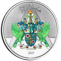 St. Lucia - 2 Dollar EC8_6 Wappen (Coat of Arms) PP 2023 - 1 Oz Silber Color