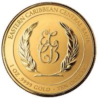 St. Lucia 10 Dollar EC8_6 Wappen (Coat of Arms)  2023 1 Oz Gold Rckseite