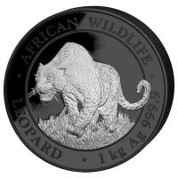 Somalia African Wildlife Leopard BLACK 2023 1 KG Silber Black Premium Edition