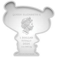 Tuvalu 1 TVD Der Rosarote Panther(TM) (Pink Panther) Minted Mini 2024 1 Oz Silber Color Rückseite