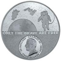 Cook Islands 20 CID Astronaut Real Heroes 2024 3 Oz Silber Black Proof Ultra High Relief Rckseite
