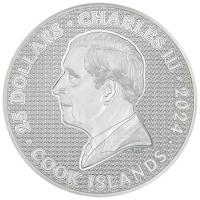 Cook Islands 25 CID Eiserner Ritter (Iron Knight) 2024 5 Oz Silber PP Ultra High Relief Rckseite