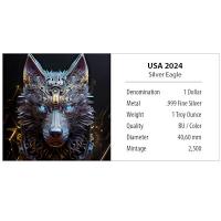USA - 1 USD Silver Eagle Knstliche Intelligenz (6.) Cyber Wolf - 1 Oz Silber Color