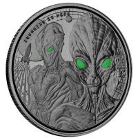 Ghana - 20 Cedis Alien 2023 - 1 Oz Silber Black Rhodium Color