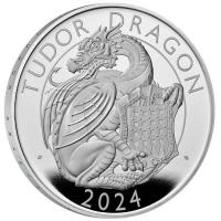 Grobritannien - 4 GBP Tudor Beasts (6.) The Tudor Dragon / Drache 2024 - 2*1 Oz Silber Proof & Reverse Frosted Proof