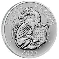 Grobritannien - 4 GBP Tudor Beasts (6.) The Tudor Dragon / Drache 2024 - 2*1 Oz Silber Proof & Reverse Frosted Proof
