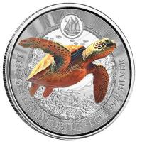 Cayman Islands 1 Dollar Cayman Sea Life: Unechte Karettschildkrte (Loggerhead Turtle) 2023 1 Oz Silber Color