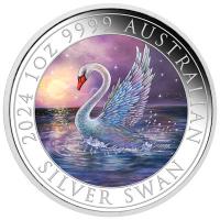 Australien - 1 AUD Schwan 2024 - 1 Oz Silber Color Box CoA