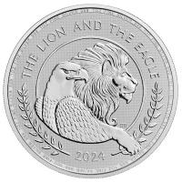 Grobritannien 2 GBP The British Lion and American Eagle 2024 1 Oz Silber