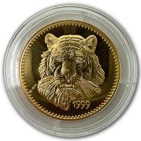 Mongolei - 1000 Tukrigh Mongolischer Tiger 1999 - Goldmnze mit Diamanten