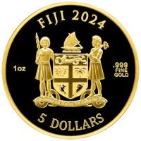 Fiji 5 FJD Cats 2024 1 Oz Gold Rckseite