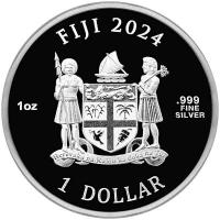 Fiji 1 FJD Shakespeare x Romeo und Julia 2024 1 Oz Silber COLOR Rückseite