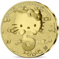 Frankreich 5 EUR Hello Kitty 50. Jubilum 2024  0,5g Gold PP Rckseite