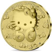 Frankreich 50 EUR Hello Kitty 50. Jubilum 2024  1/4 Oz Gold PP Rckseite