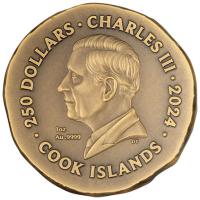 Cook Island 250 CID Greif (Gryphon) 2024 1 Oz Gold Antik Finish Rckseite