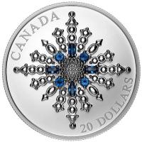Kanada 20 CAD Kostbare Kronjuwelen: Saphir Jubilums Schneeflockenbrosche (1.) 1 Oz Silber PP Ultra High Relief