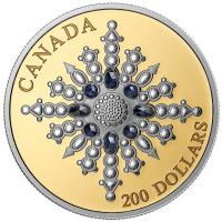 Kanada 200 CAD Kostbare Kronjuwelen: Saphir Jubilums Schneeflockenbrosche (1.) Gold PP Ultra High Relief