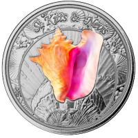 St. Kitts 2 Dollar EC8_6 Muschelschale (Conch Shell) 2023 1 Oz Silber Color