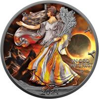 USA - 1 USD American Silver Eagle: Totale Sonnenfinsternis 2024 - 1 Oz Silber Color